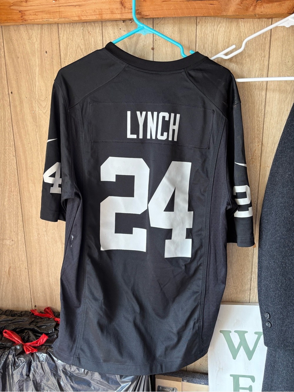NFL Raiders Nike Men’s Black and White #24 Lynch Football Jersey